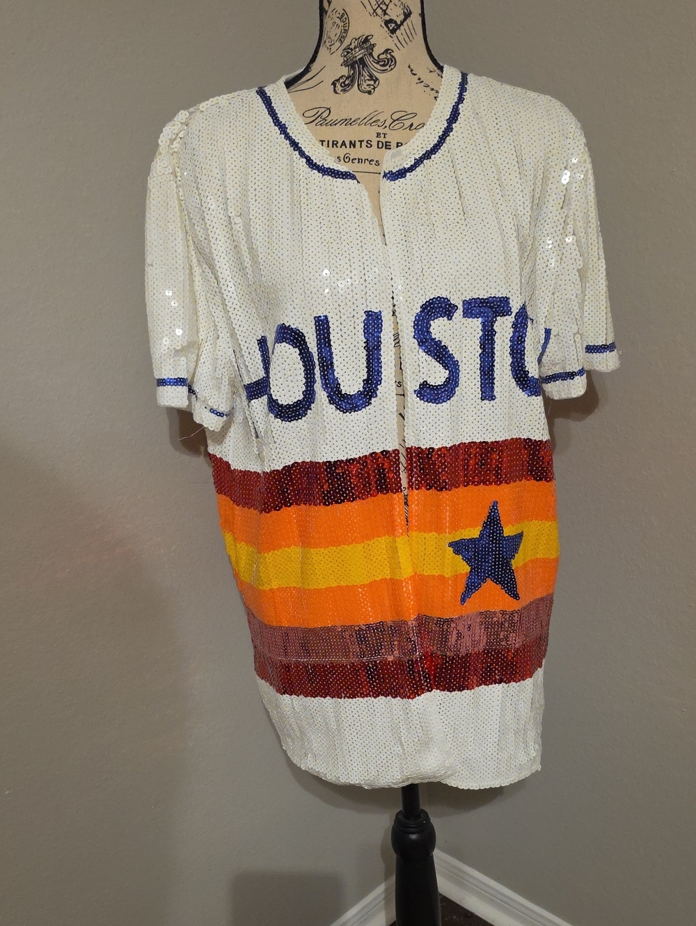 Sequin 'Houston' Kids Top in White with Multi-Color Stripes